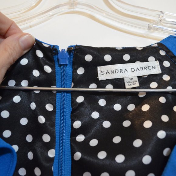 SANDRA DARREN Green Blue Deep V-Neck Ruffles Sleeveless Cocktail Dress 12 - Picture 2 of 7